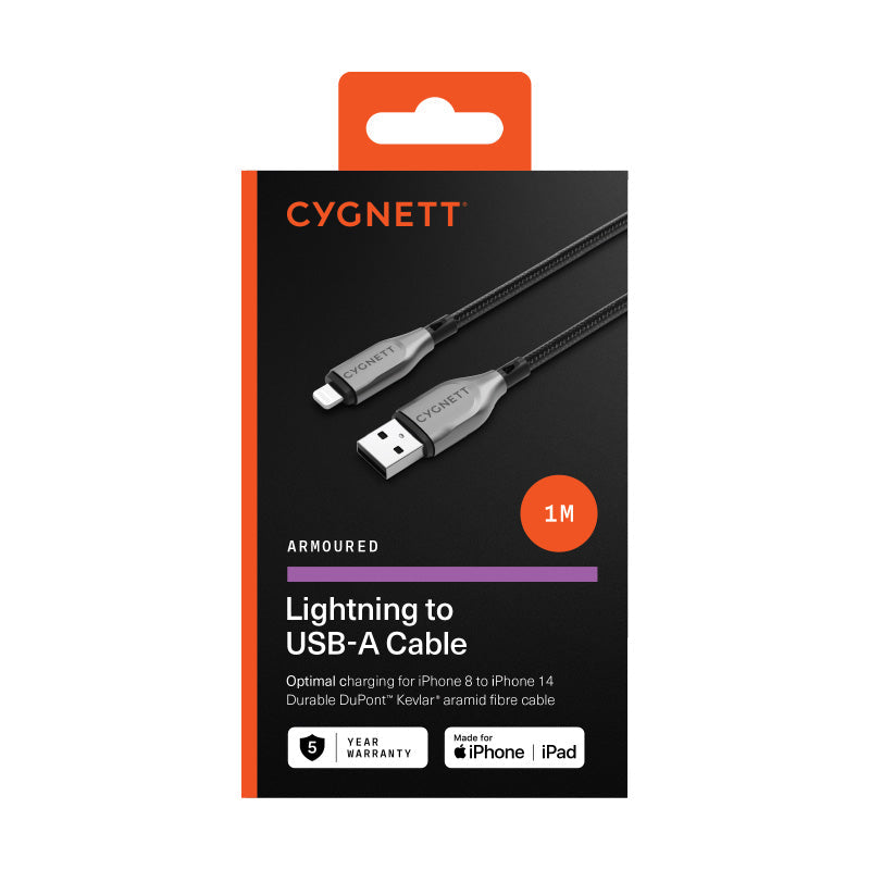 Cygnett CY4658PCCAL Armoured Lightning To USB-A Cable 1M (Black)