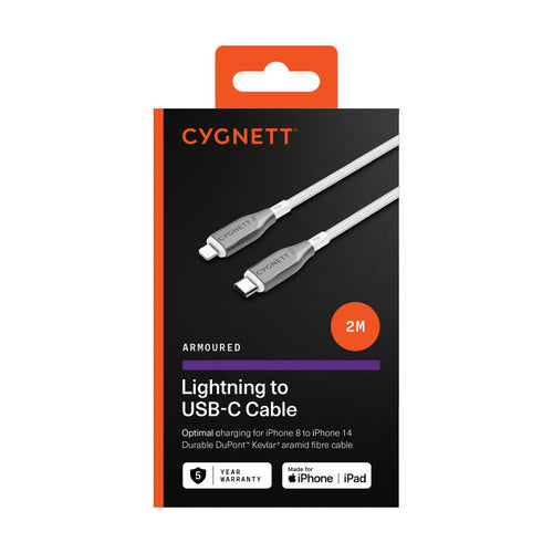 Cygnett CY4670PCCCL Armoured Lightning To USB-C Cable 2M (White)
