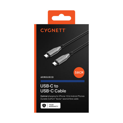 Cygnett CY4673PCTY Armoured 2.0 C to C Cable 50cm (Black)