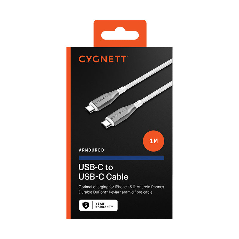 Cygnett CY4675PCTY Armoured 2.0 C to C Cable 1M (White)