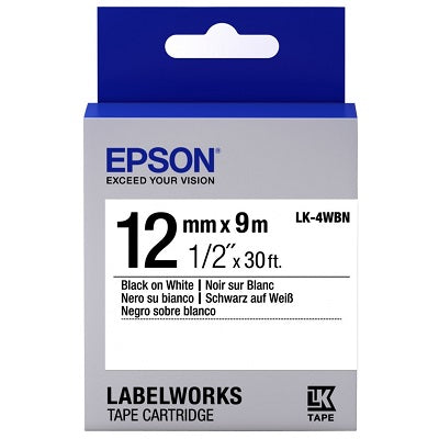 Epson Black on White Tape 12MM X 9M (LK-4WBN)