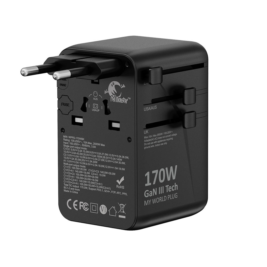 RedMonster World Plug GaN 170 PD170W Travel Adapter