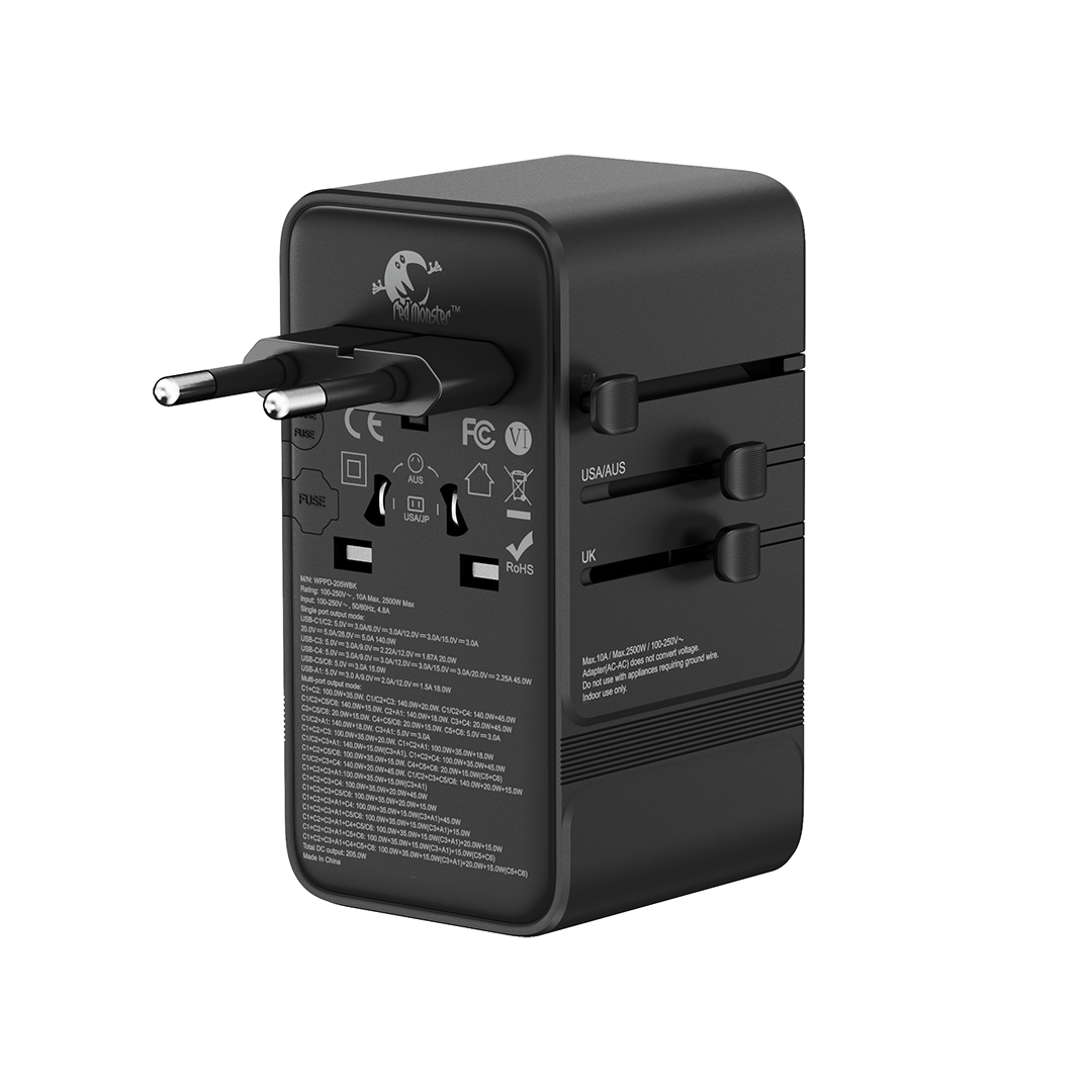 RedMonster World Plug GaN 205 PD 205W Travel Adapter
