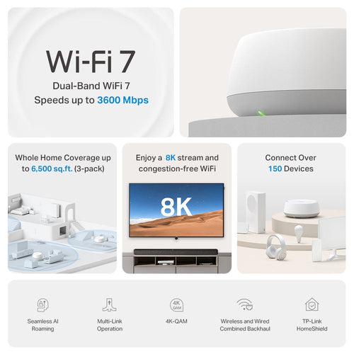 TP-Link Deco BE22 BE3600 Whole Home Mesh Wi-Fi 7 System (3-Pack)