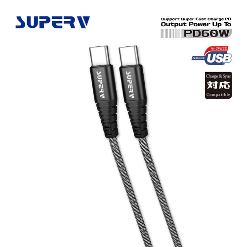SuperV CCD20 USB-C to USB-C PD60W Cable 20cm (Black)