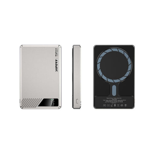 SuperV Power42 10000mAh Wireless Power Bank with Digital Display (Silver)