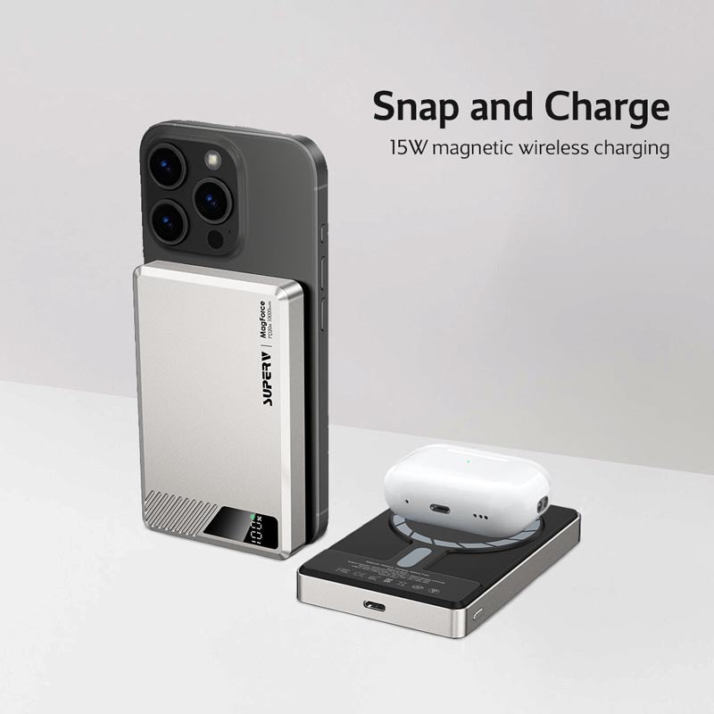 SuperV Power42 10000mAh Wireless Power Bank with Digital Display