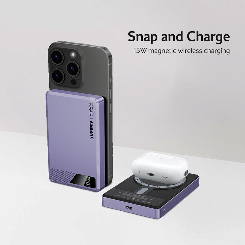 SuperV Power42 10000mAh Wireless Power Bank with Digital Display