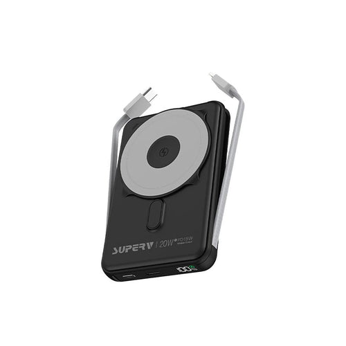SuperV Power13 20W 10000mAh with Build-in C Cable Power Bank (Black)