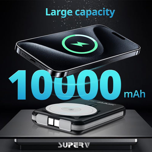 SuperV Power13 20W 10000mAh with Build-in C Cable Power Bank (Black)