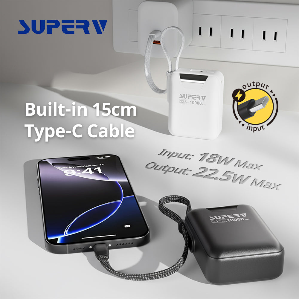 SuperV Power15 10000mAh CCC Power Bank (Black)