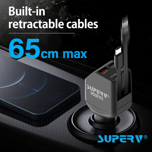 SuperV 4-in-1 Mini Multi-Function Car Charger – G04 (65cm)