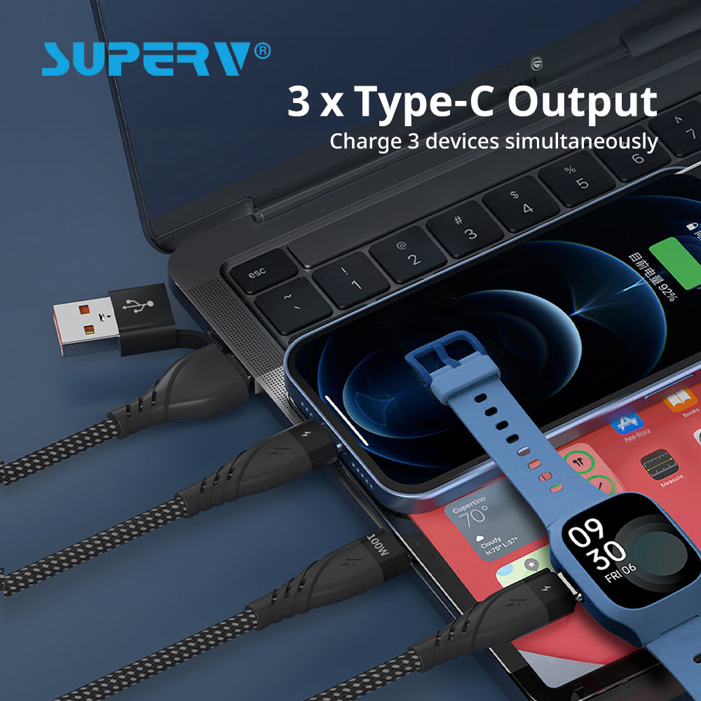 SuperV 100W Convertible 5-in-1 Fast Charging Cable - CC54 (1.2m)