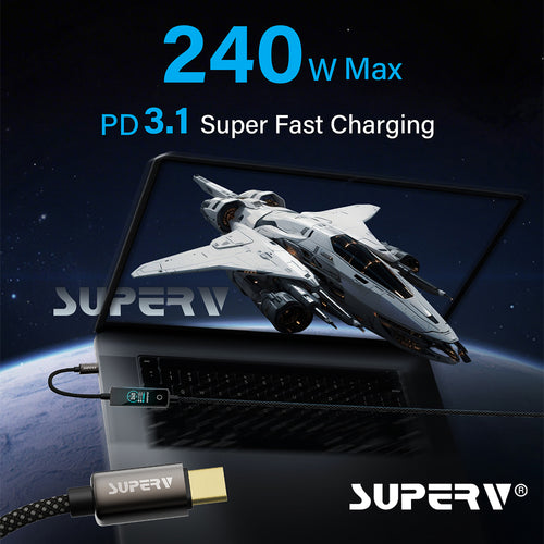 SuperV 240W TFT Digital Display Fast Charging Cable - RT240 (1.2m)