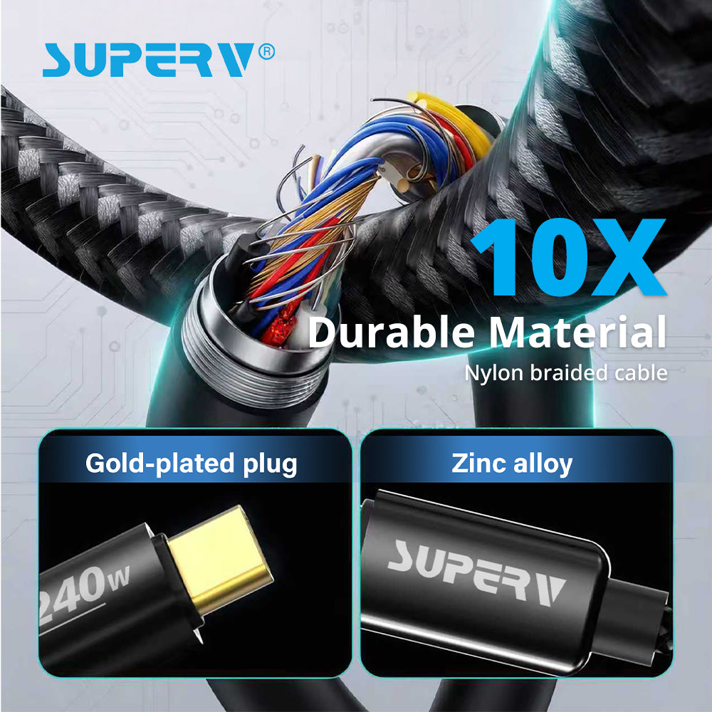 SuperV 240W TFT Digital Display Fast Charging Cable - RT240 (1.2m)