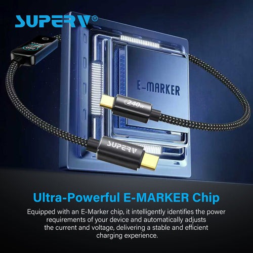 SuperV 240W TFT Digital Display Fast Charging Cable - RT240 (1.2m)