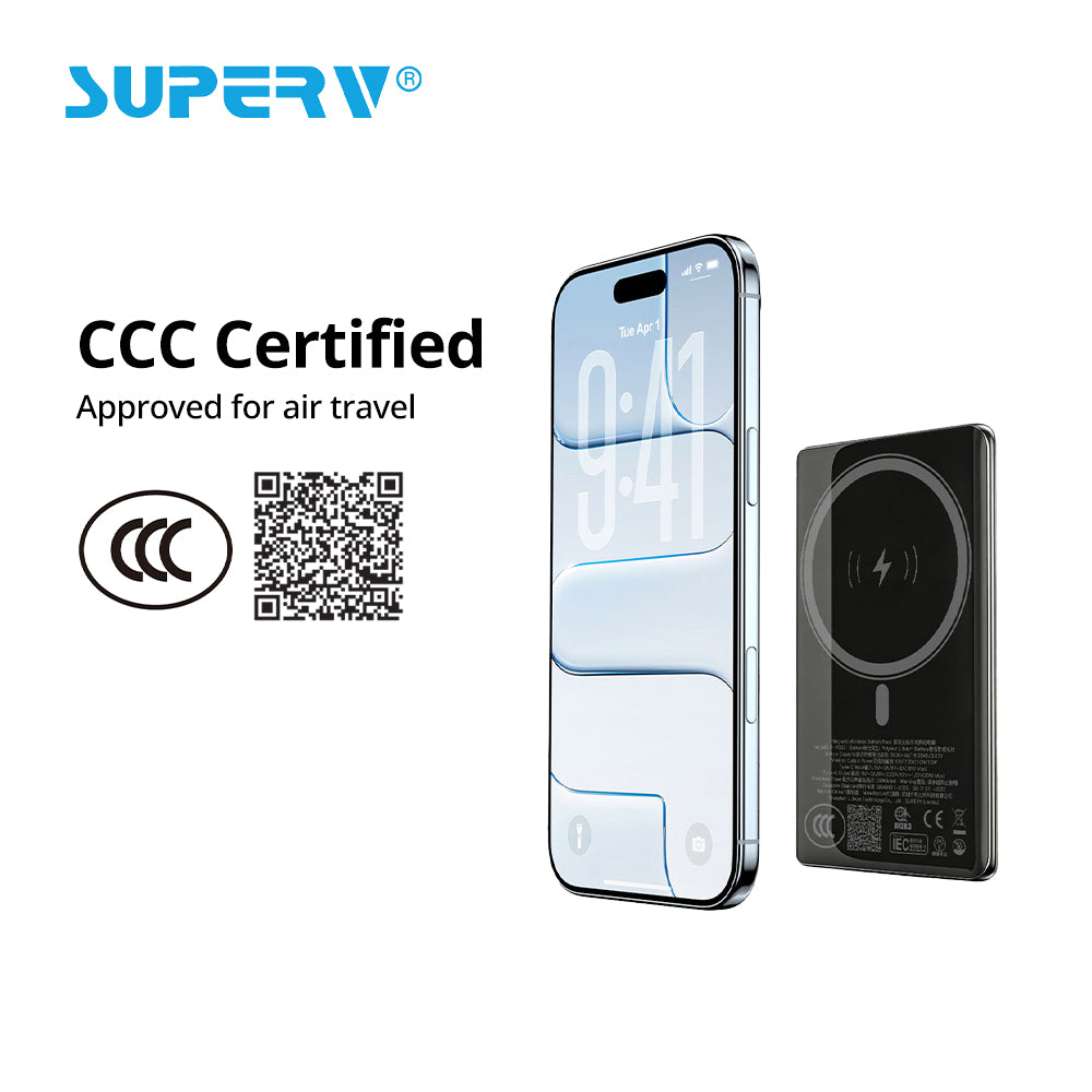 SuperV 5000mAh CCC Certified Magnetic Wireless Power Bank - PB05 (White)