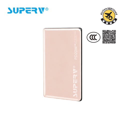 SuperV 5000mAh CCC Certified Magnetic Wireless Power Bank - PB05 (Pink)