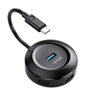Usams US-SJ415 Type-C to USB3.0 4 Port USB Hub (Black)