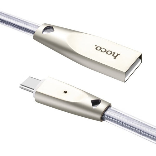 Hoco U9 Knitted USB A to Type-C USB2.0 2.1A Cable 1M Silver