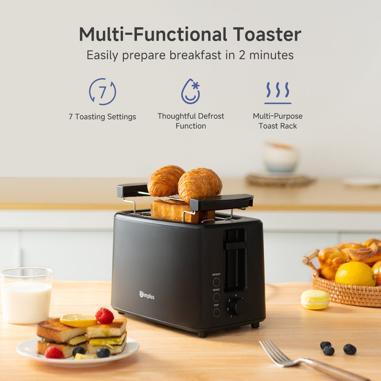 Simplus DSLU007BK01-S Black Grill Toaster