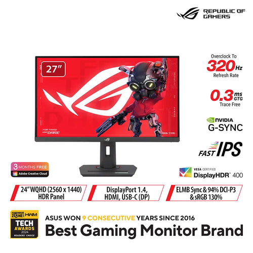 Asus ROG Strix XG27ACMS - 27 QHD Fast IPS 320Hz(OC) USB Type-C Gaming Monitor