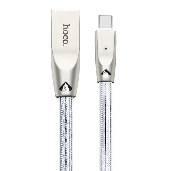 Hoco U9 Knitted USB A to Type-C USB2.0 2.1A Cable 1M Silver