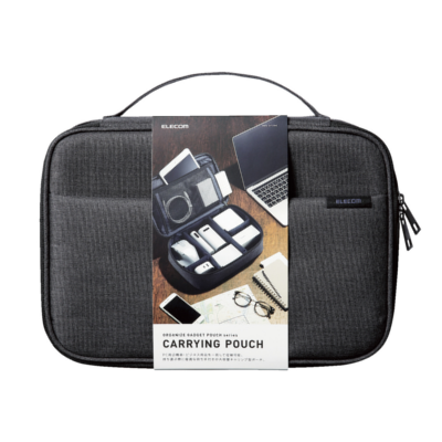 Elecom BMA-GP15 Organizer Pouch with Handle Double Zipper Adjustable (Black)