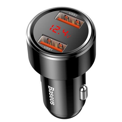 Baseus CCMLC20A-01 Dual USB-A QC Quick Car Charging 45W (Black)