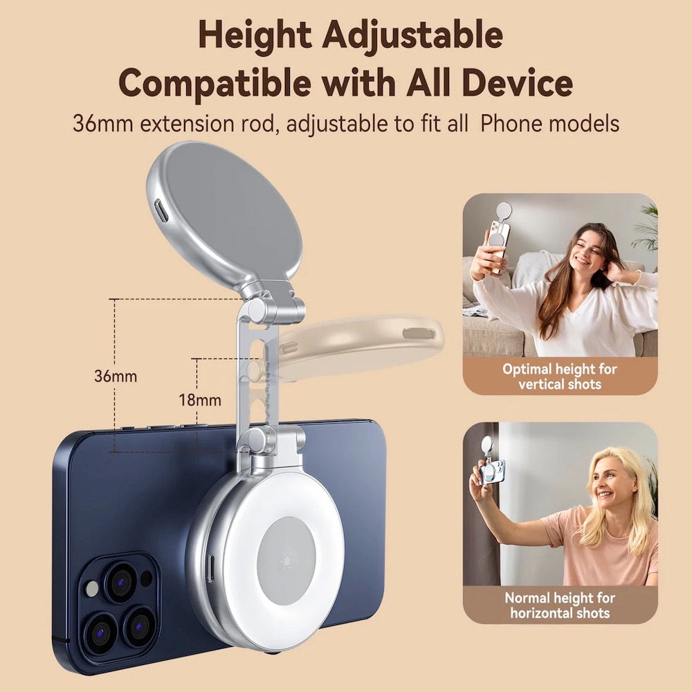 TELESIN S5-BGD-01 C03 Magnetic Seflie Ring Light (Silver)