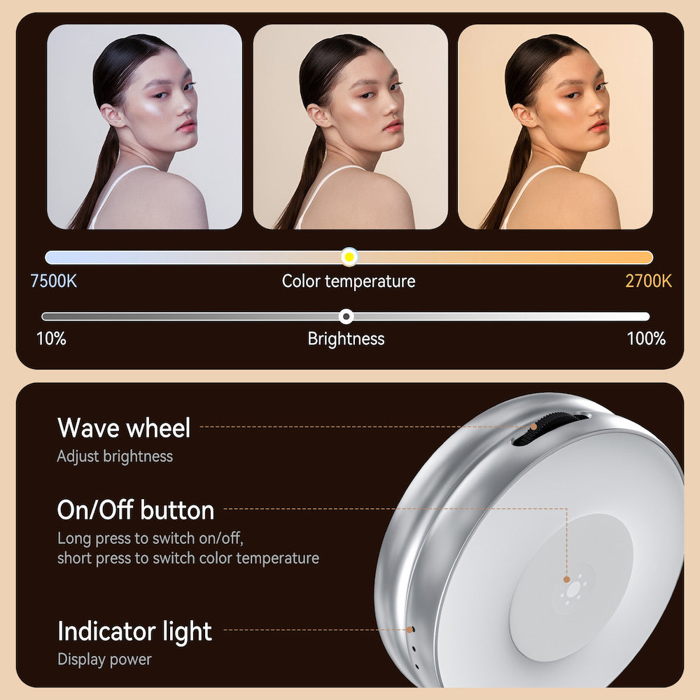 TELESIN S5-BGD-01 C03 Magnetic Seflie Ring Light (Silver)