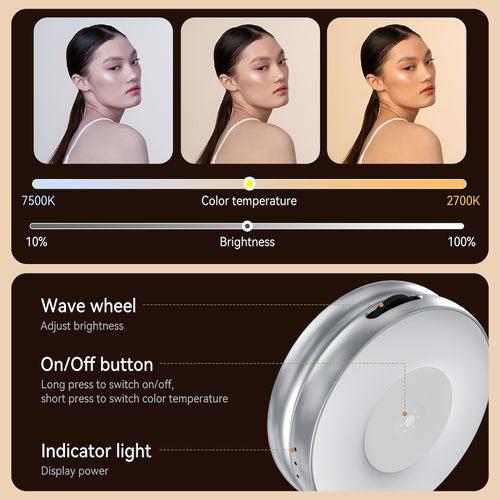 TELESIN S5-BGD-01 C03 Magnetic Seflie Ring Light (Silver)