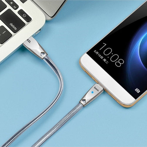 Hoco U9 Knitted USB A to Type-C USB2.0 2.1A Cable 1M Silver