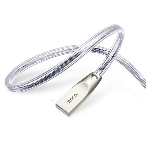 Hoco U9 Knitted USB A to Micro USB Charging Cable 1M Silver