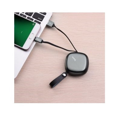 HOCO U33 Retractable USB A to Type-C USB Charging Cable  2A 90cm Black