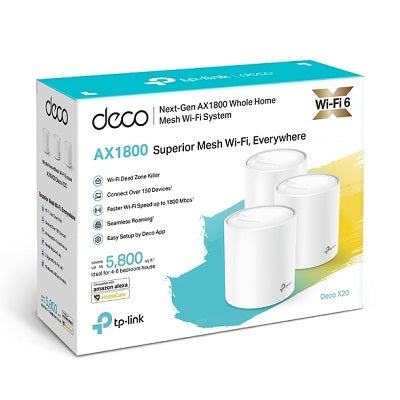 TP-Link Deco X20 AX1800 Whole Home Mesh Wi-Fi System (3-Pack
