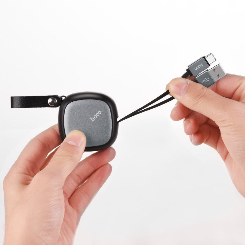 HOCO U33 Retractable USB A to Micro Charging Cable 2A 90cm Black