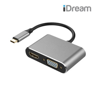 iDream ID3CHDVU2 Type C PD HDMI VGA to Multiport Adaptor