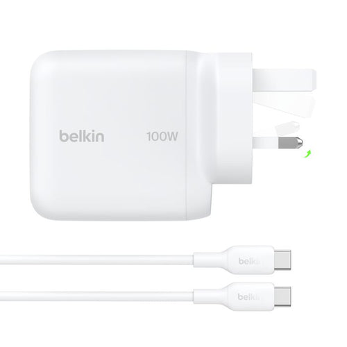 Belkin WCH025my1.5WHB6 BoostCharge USB-C GaN Wall Charger 100W + USB-C Cable