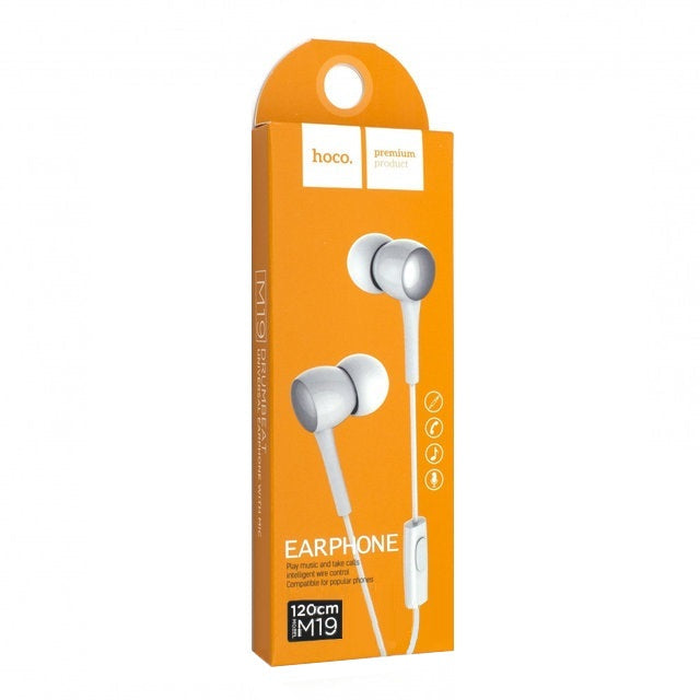 Hoco M19 Drumbeat universal Earphone With Mic White