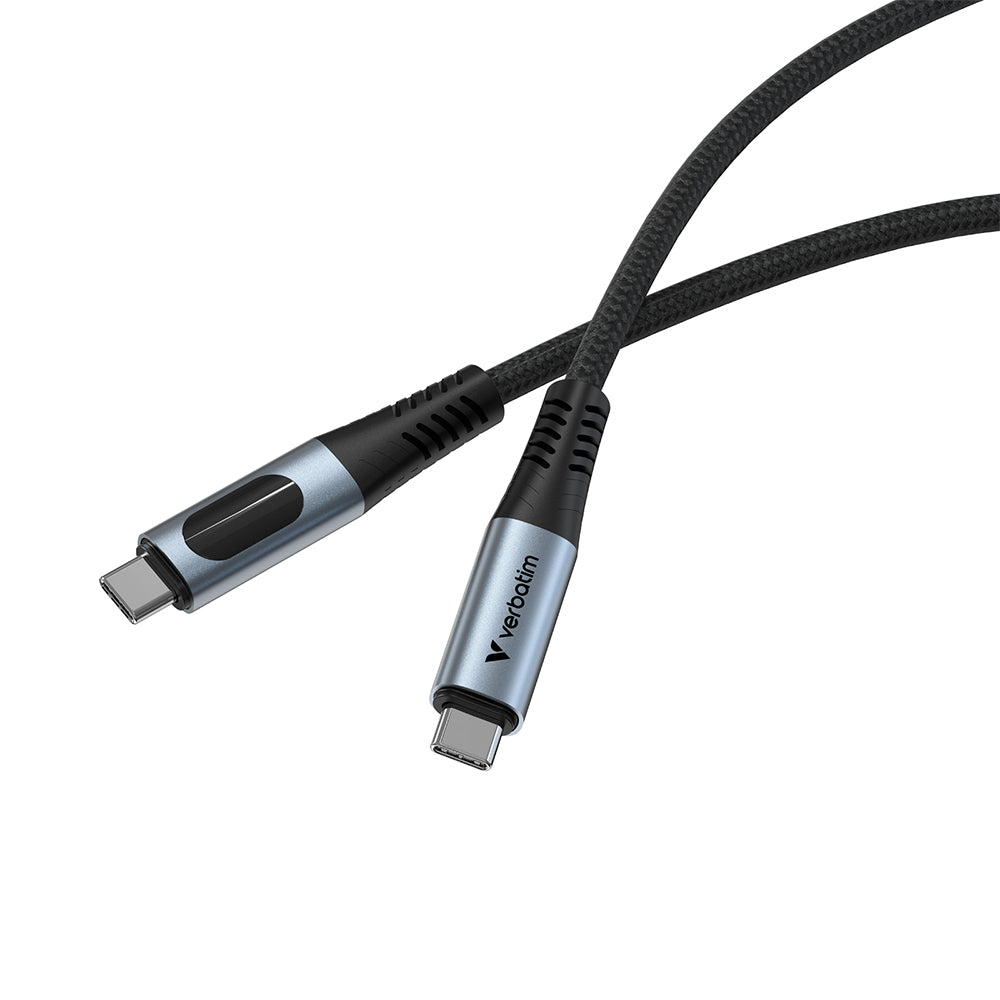 Verbatim VM31849 Sync & Charge Cable 240W USB-C to USB-C with LED Display 120cm