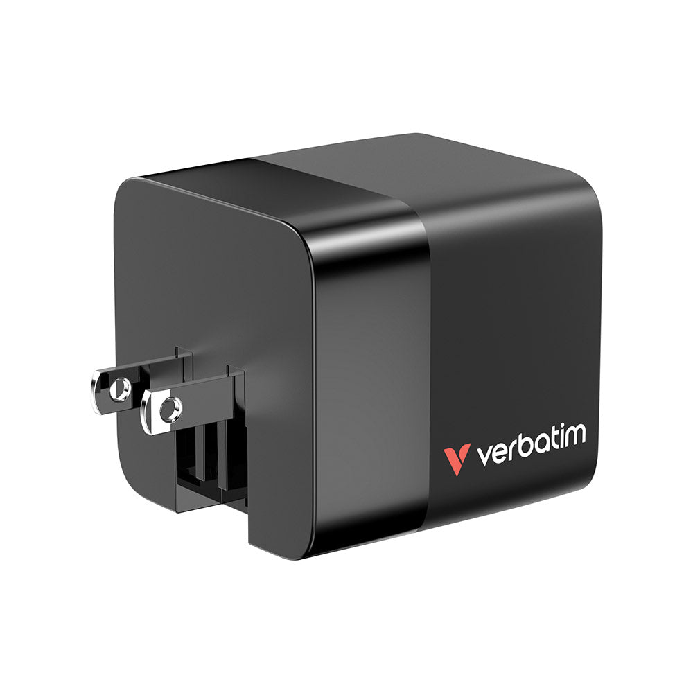 Verbatim VM32217 2-Port 65W GaN Charger with Retractable Cable & LED display