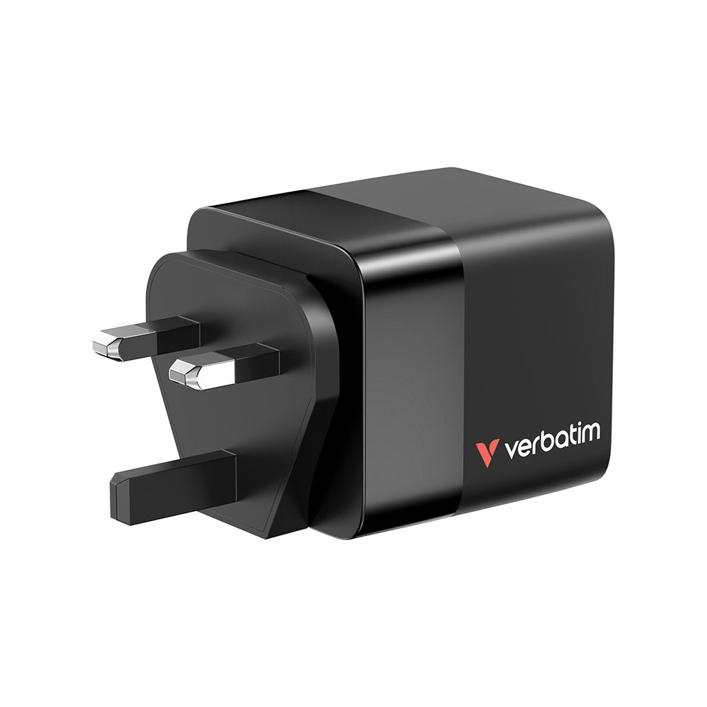 Verbatim VM32217 2-Port 65W GaN Charger with Retractable Cable & LED display