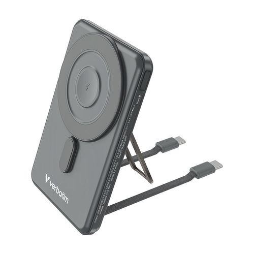 Verbatim VM32251 Charge N Go 5000mAh Magnetic Wireless Powerbank 2C with Stand - Grey