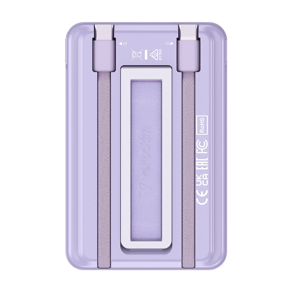 Verbatim VM32252 Charge N Go 5000mAh Magnetic Wireless Powerbank 2C with Stand - Purple