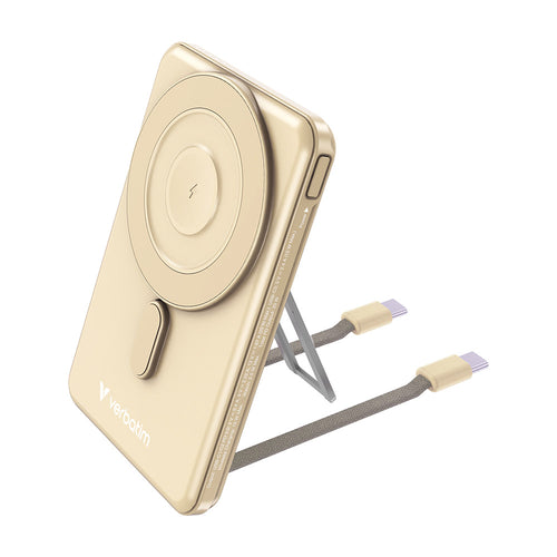 Verbatim VM32253 Charge N Go 5000mAh Magnetic Wireless Powerbank 2C with Stand - Gold