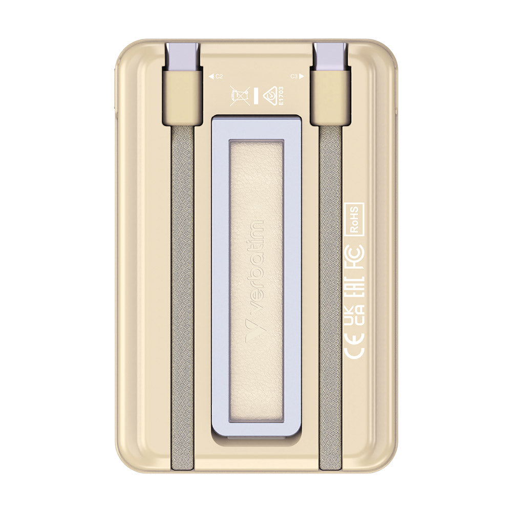 Verbatim VM32253 Charge N Go 5000mAh Magnetic Wireless Powerbank 2C with Stand - Gold