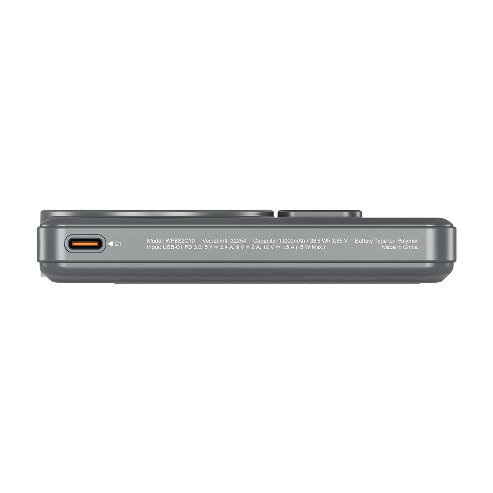 Verbatim VM32254 Charge N Go 10000mAh Magnetic Wireless Powerbank 2C with Stand - Grey