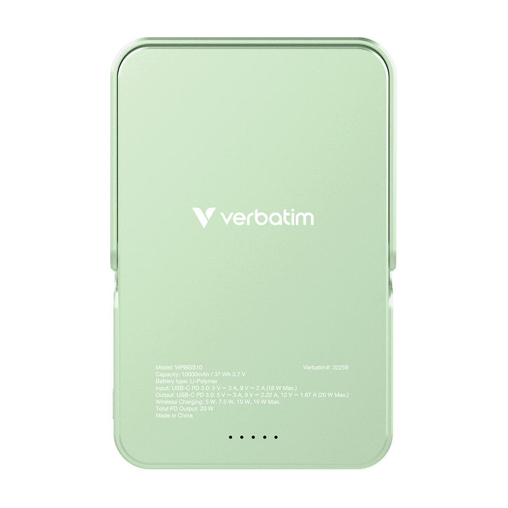Verbatim VM32259 Charge N Go 10000mAh Wireless with Stand Powerbank - Green