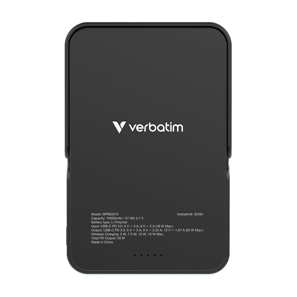 Verbatim VM32264 Charge N Go 10000mAh Wireless with Stand Powerbank - Black